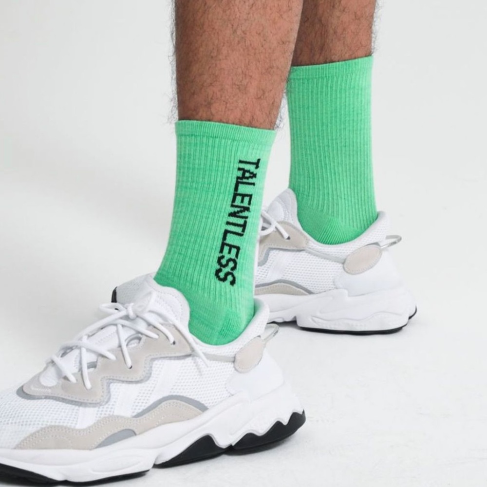 NWOT Talentless vertical tube sock highlighter - tropical green